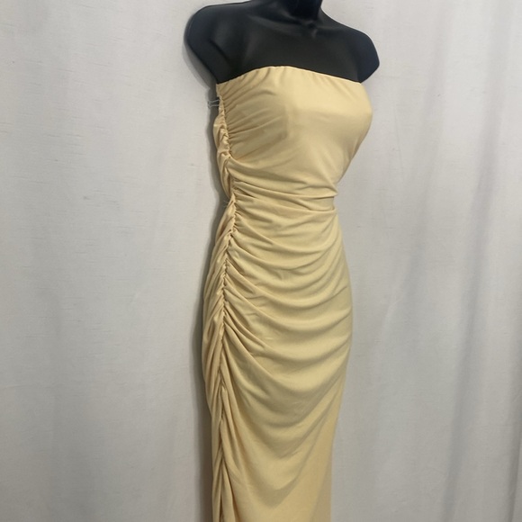 Zara Fitted Midi Dress Yellow L - Picture 4 of 11